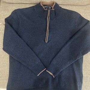 Hart Schaffner Marx Marino Wool Navy half zip Sweater XL PLEASE READ DESCRIPTION
